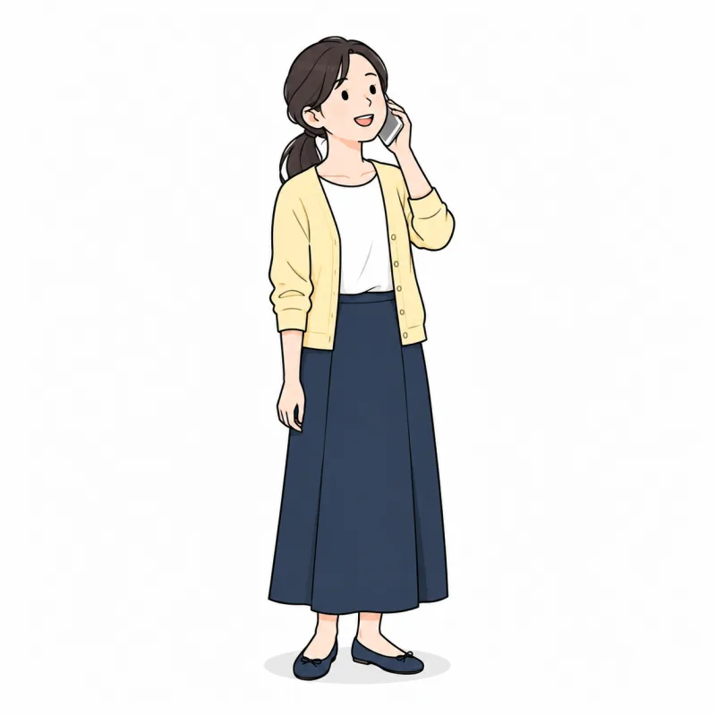 スマートフォンで電話をかける住人のイラスト
